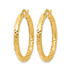 10K ForeverLite Polished and Textured Hoop Earrings