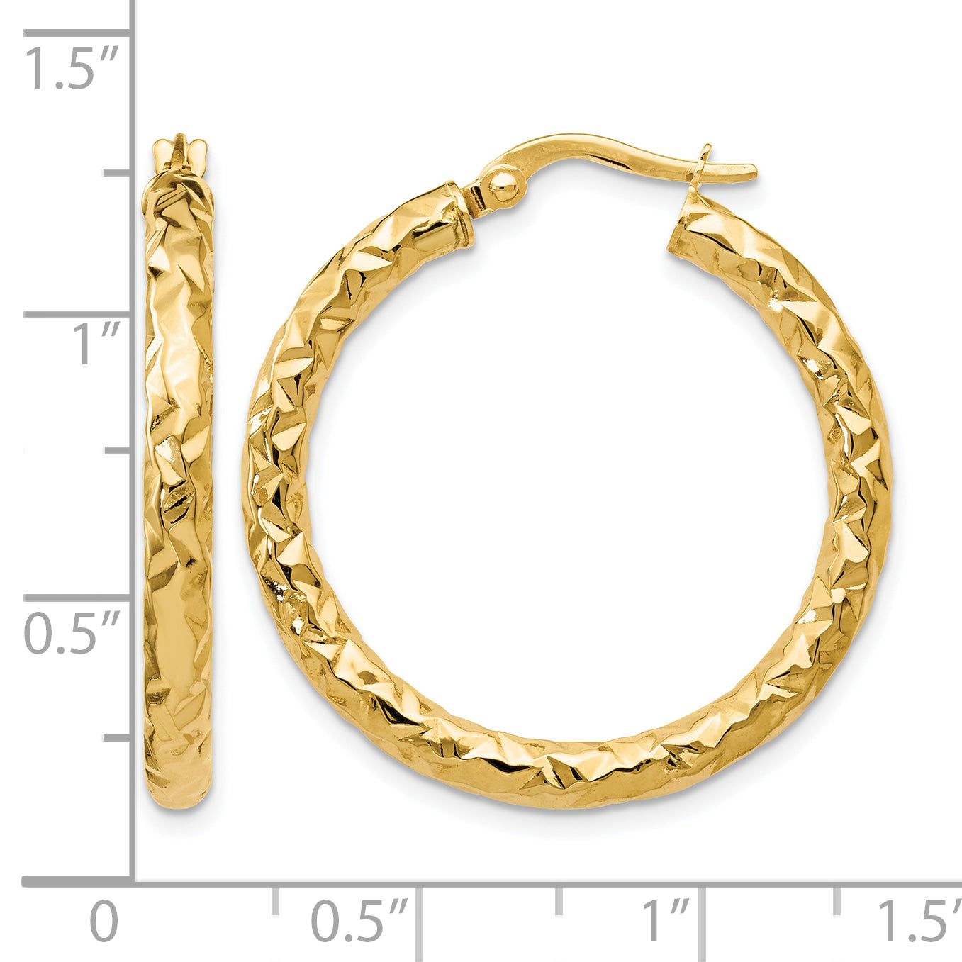 10K ForeverLite Polished and Textured Hoop Earrings