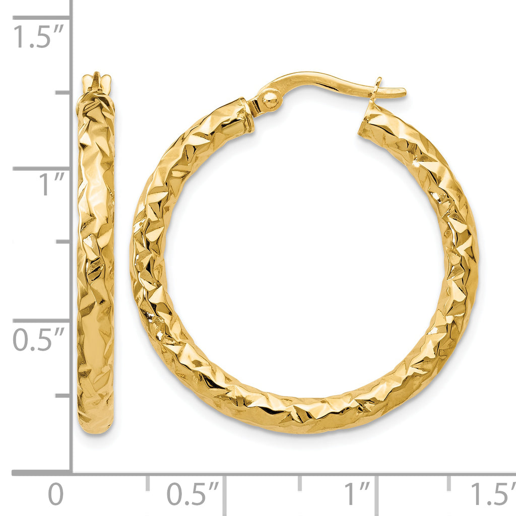 10K ForeverLite Polished and Textured Hoop Earrings
