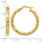 10K ForeverLite Polished and Textured Hoop Earrings