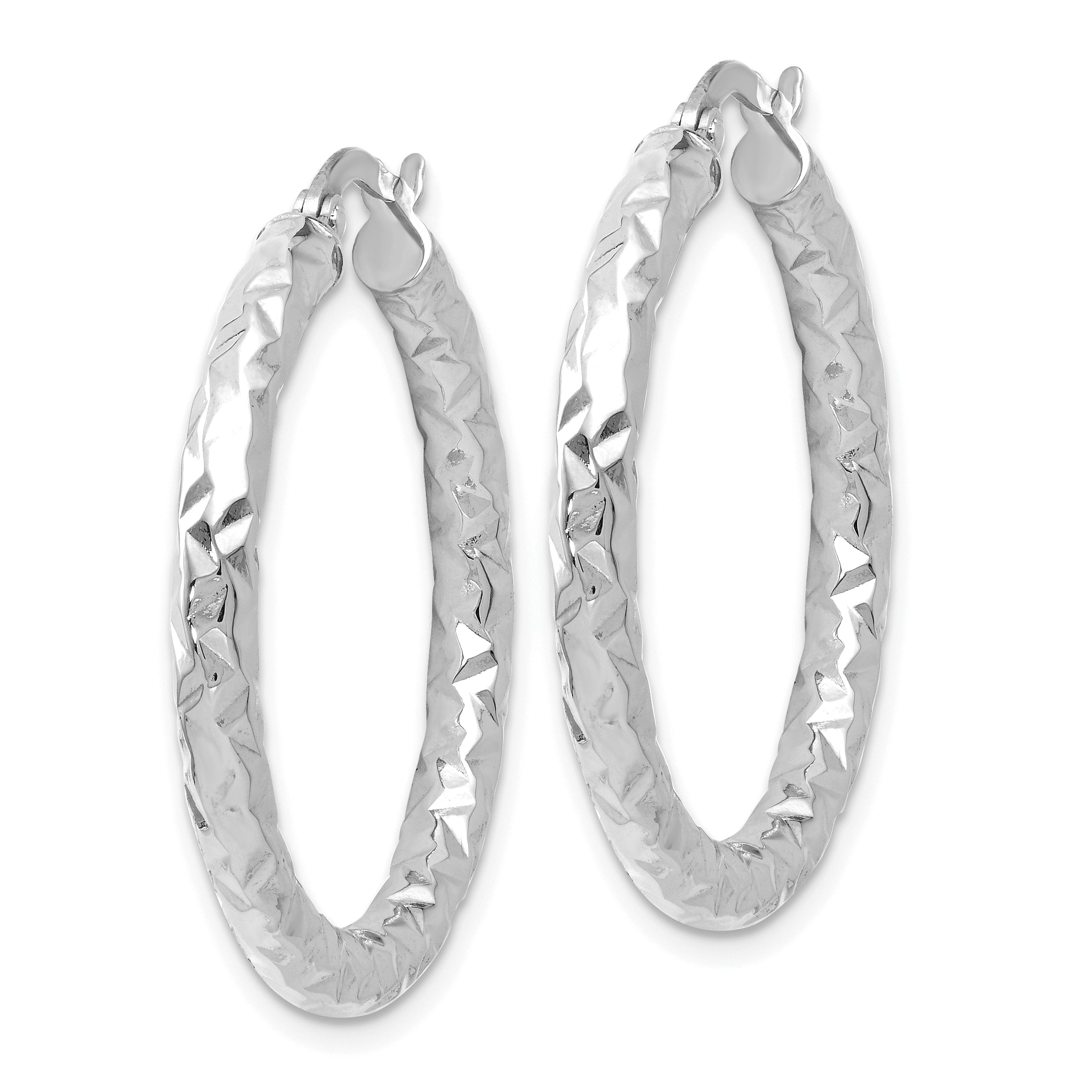10K ForeverLite White Gold Polished and Textured Earrings