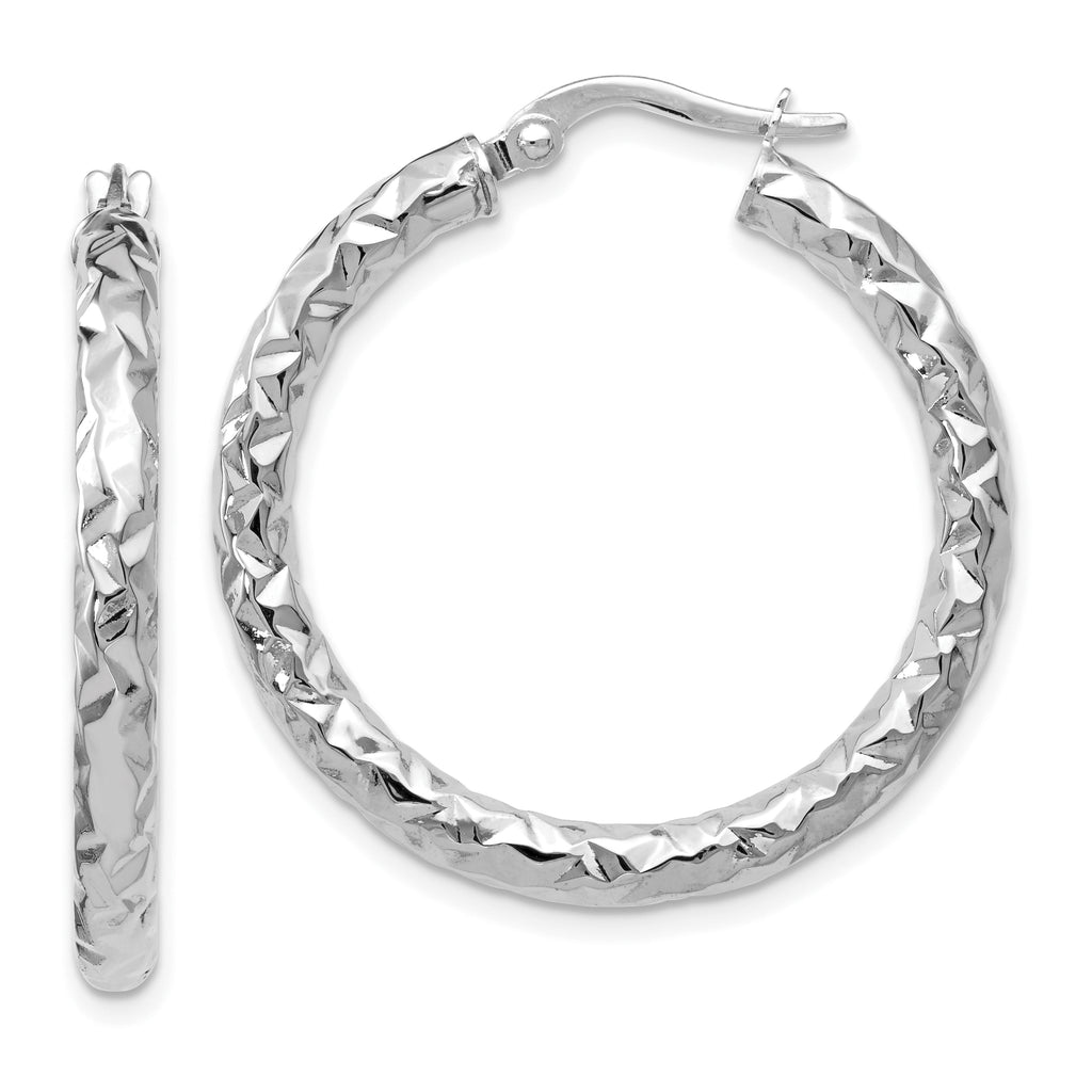 10K ForeverLite White Gold Polished and Textured Earrings