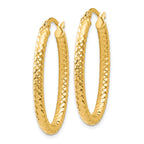10K ForeverLite Polished and Textured Oval Hoop Earrings