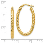 10K ForeverLite Polished and Textured Oval Hoop Earrings
