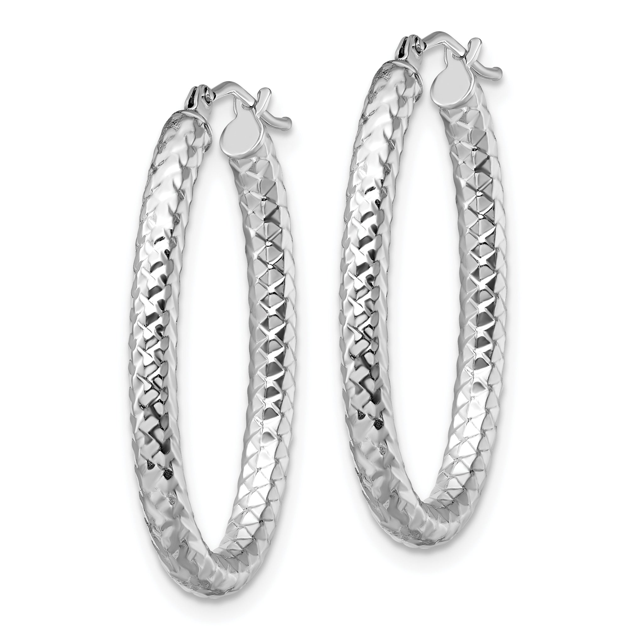 10K ForeverLite White Gold Polished and Textured Earrings Secondary image