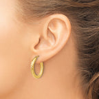 10K ForeverLite Polished and Textured Hoop Earrings
