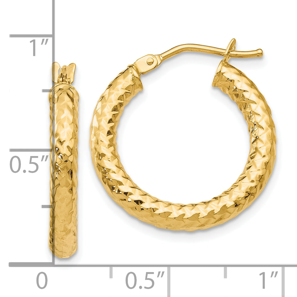 10K ForeverLite Polished and Textured Hoop Earrings