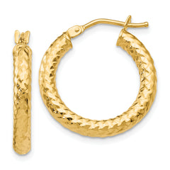 10K ForeverLite Polished and Textured Hoop Earrings