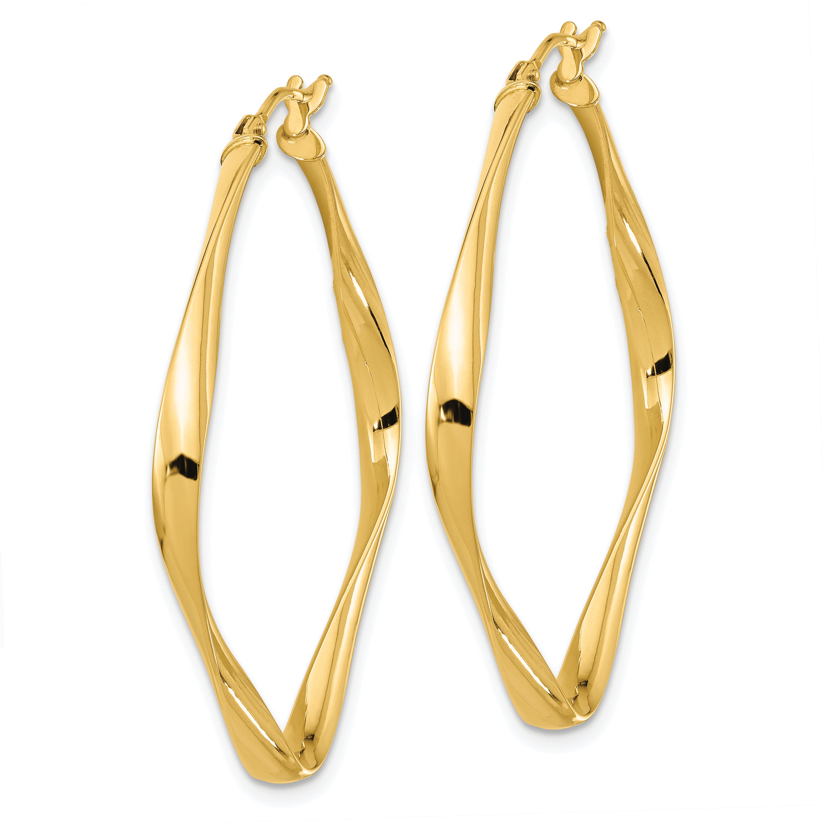 10K Polished Twisted Square Hoop Earrings