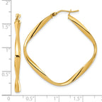 10K Polished Twisted Square Hoop Earrings
