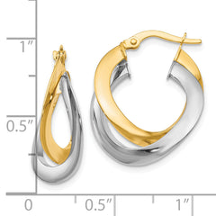 10K Two-tone Polished Twisted Double Hoop Earrings