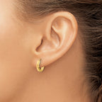 10K Polished and Diamond-cut Huggie Hoop Earrings