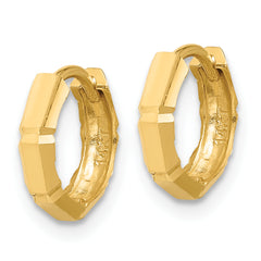 10K Polished and Diamond-cut Huggie Hoop Earrings