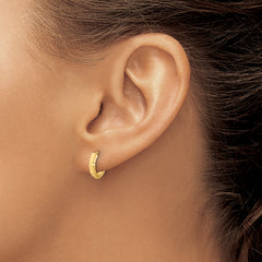 10K Polished and Diamond-cut Huggie Hoop Earrings