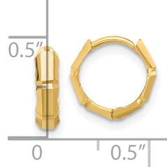 10K Polished and Diamond-cut Huggie Hoop Earrings