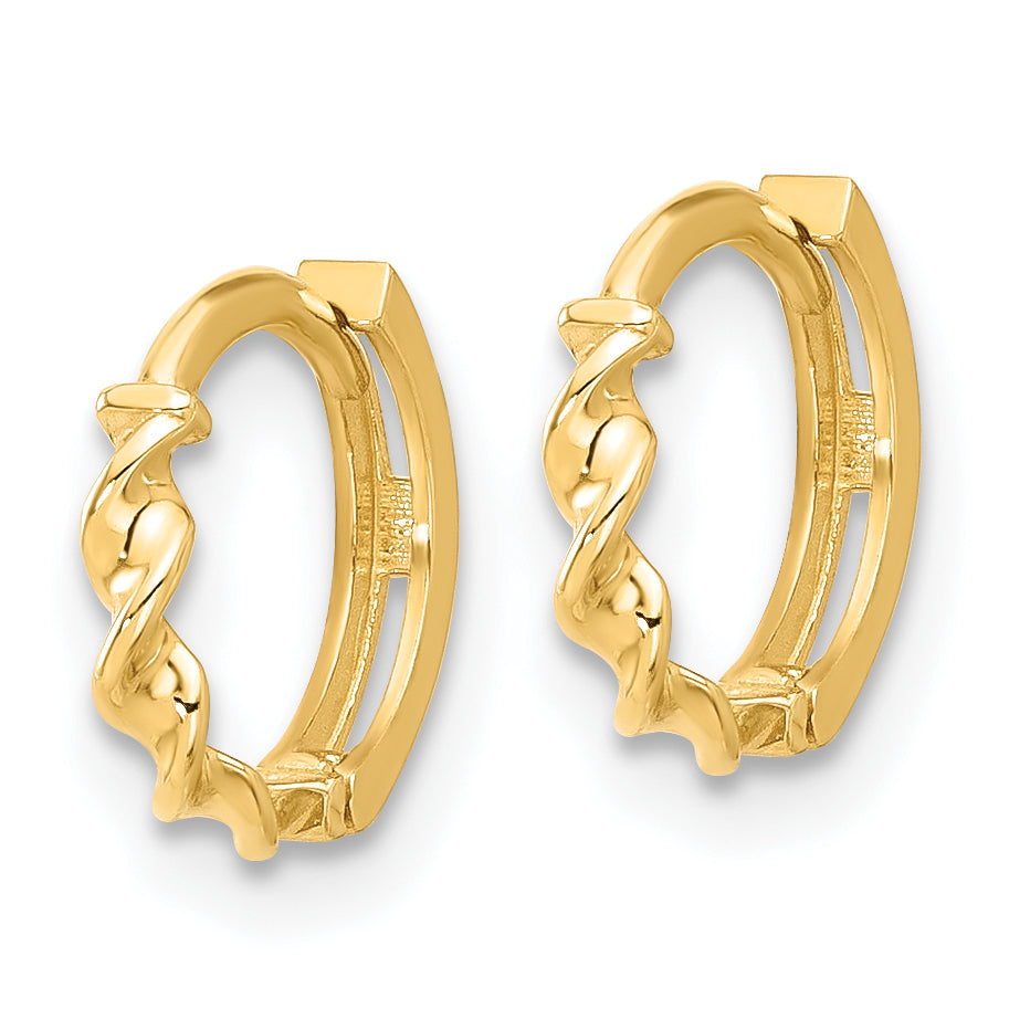 10K Polished Twisted Huggie Hoop Earrings
