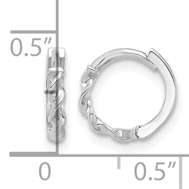 10K White Gold Twisted Hoop Earrings