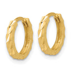 10K Polished and Diamond-cut Huggie Hoop Earrings