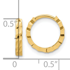 10K Polished and Diamond-cut Huggie Hoop Earrings