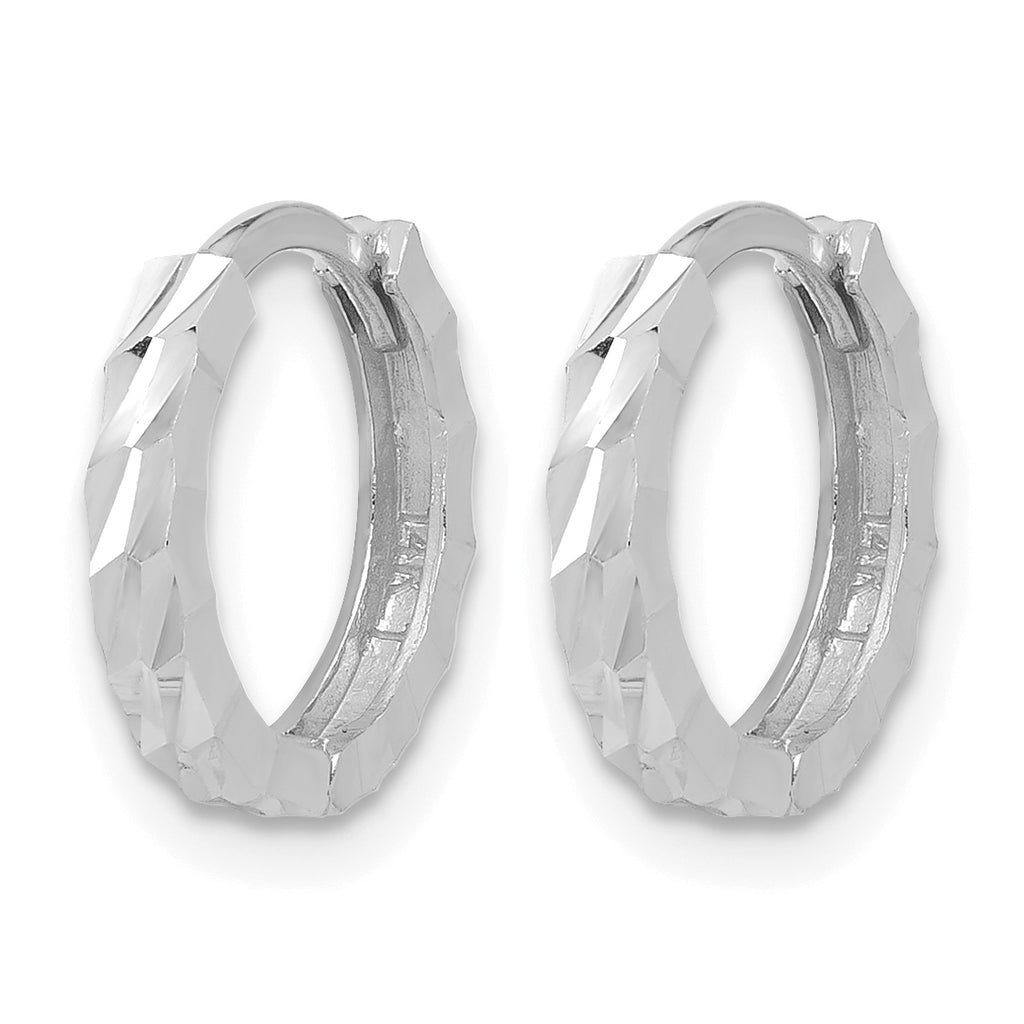 10K White Gold Diamond-Cut Hoop Earrings, 2.2mm