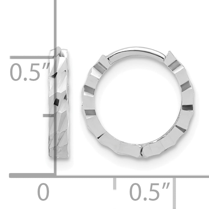 10K White Gold Diamond-Cut Hoop Earrings, 2.2mm