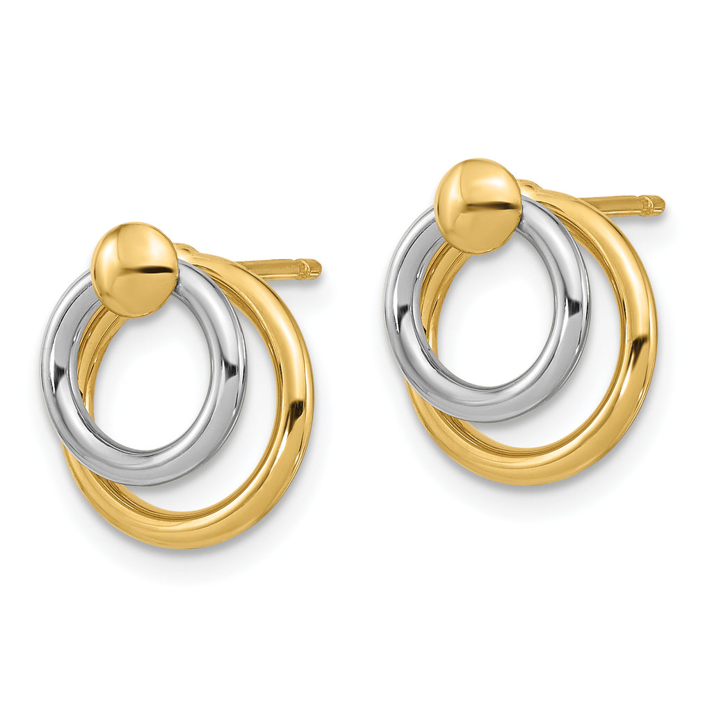 10K Two-tone Polished Post Dangle Earrings