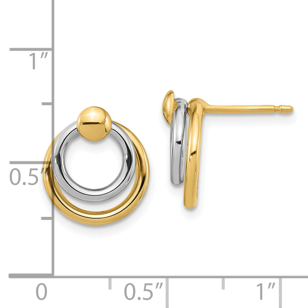 10K Two-tone Polished Post Dangle Earrings