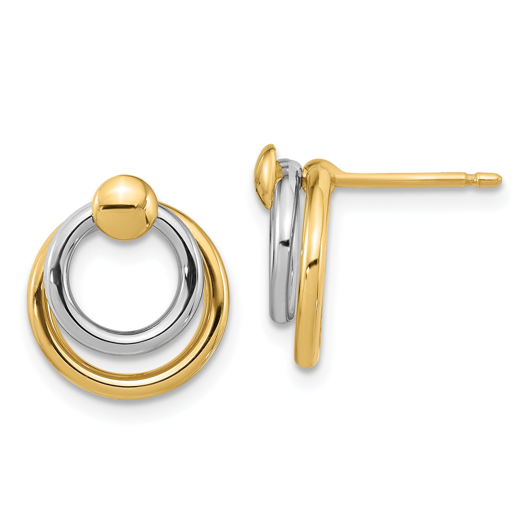 10K Two-tone Polished Post Dangle Earrings Main image