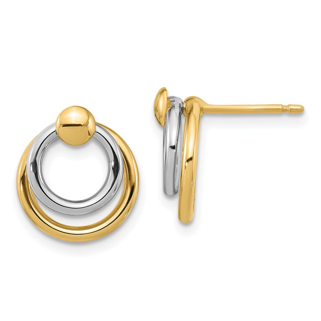 10K Two-tone Polished Post Dangle Earrings