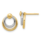 10K Two-tone Polished Post Dangle Earrings