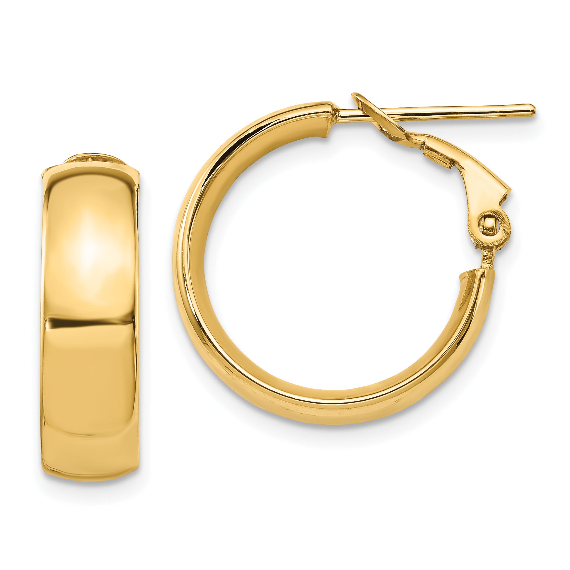 10K Polished Omega Back Hoop Earrings Main image