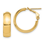 10K Polished Omega Back Hoop Earrings