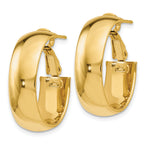 10K Polished Omega Back Hoop Earrings
