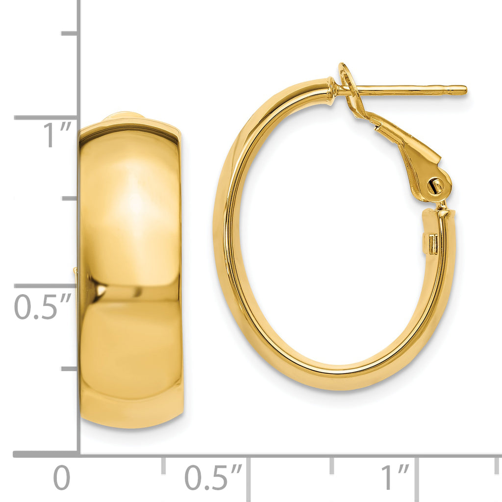 10K Polished Omega Back Hoop Earrings