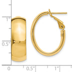 10K Polished Omega Back Hoop Earrings