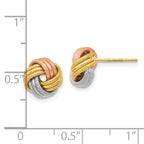 10K w/White and Rose Rhodium Knot Polished D/C Post Earrings