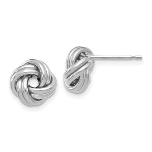 White Love Knot Stud Earrings in 10K Yellow Gold, 9.5mm - Sophia Jewelers