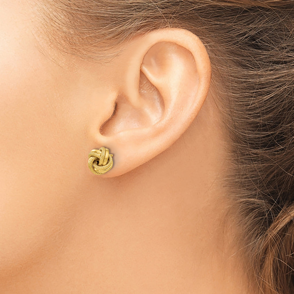 10K Polished D/C Love Knot Post Earrings