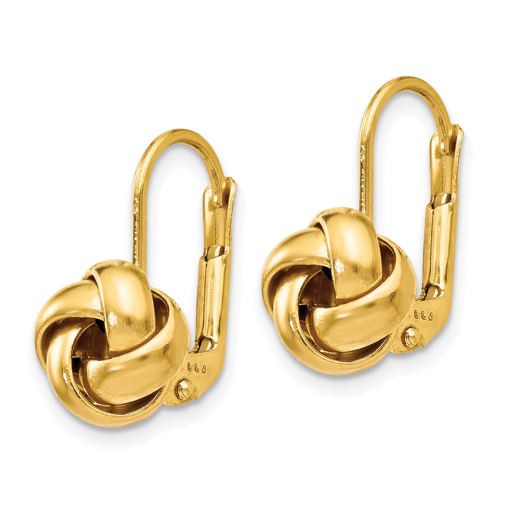 10K Polished Love Knot Leverback Earrings