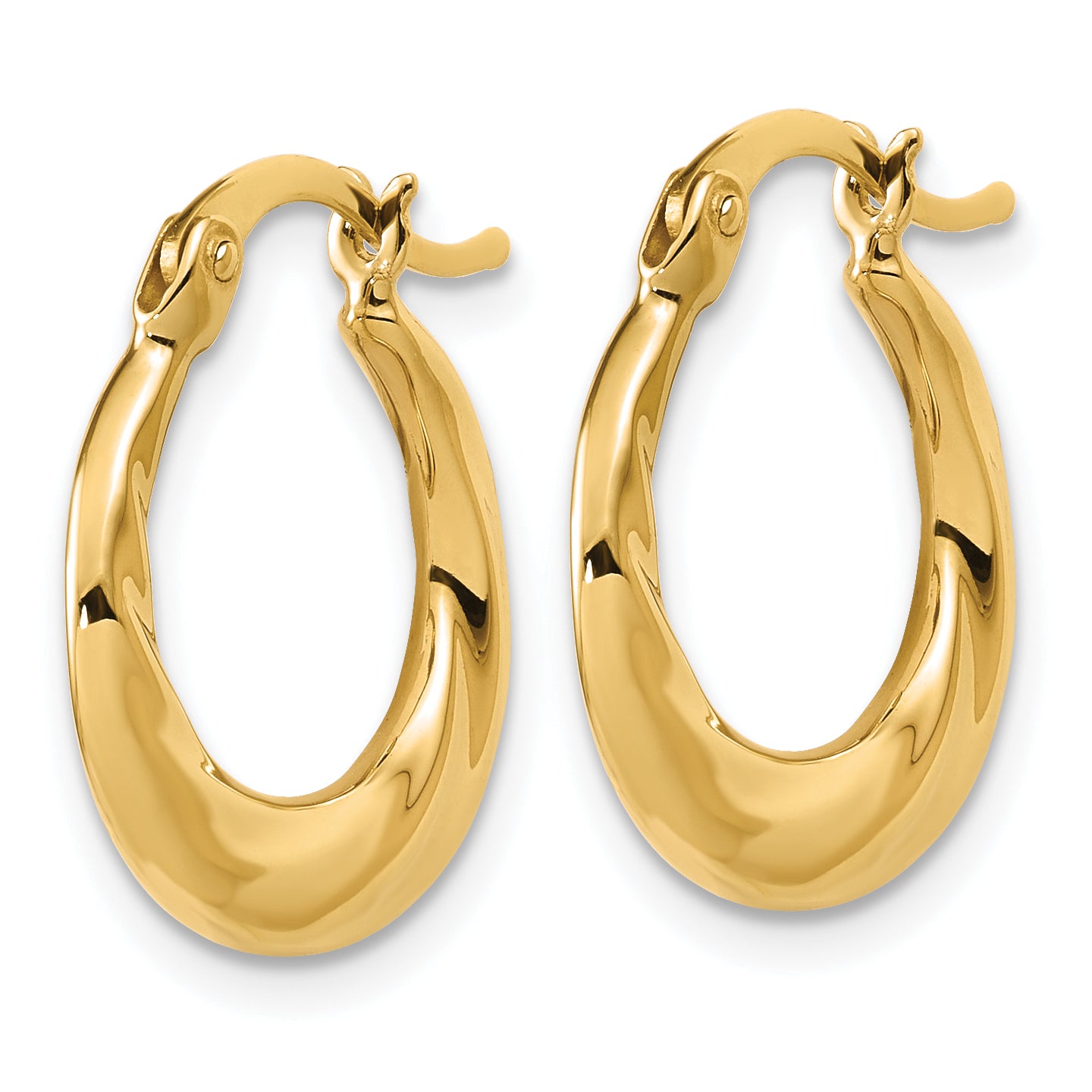 10K Polished Textured Hoop Earrings Secondary image