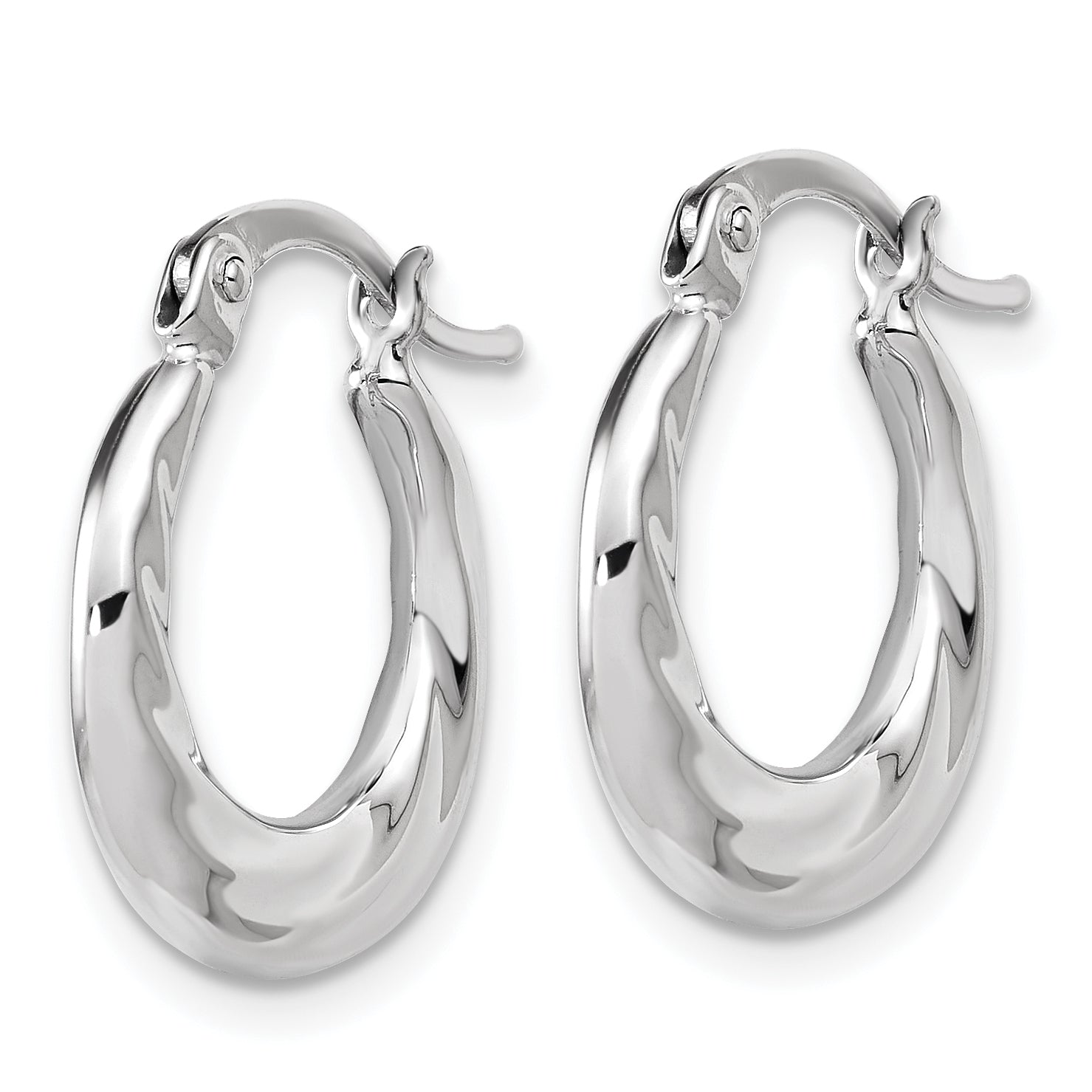 10K White Gold Polished and Grooved Hoop Earrings Secondary image