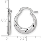 10K White Gold Polished and Grooved Hoop Earrings