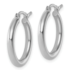 10k White Gold Polished 2.5mm Lightweight Tube Hoop Earrings