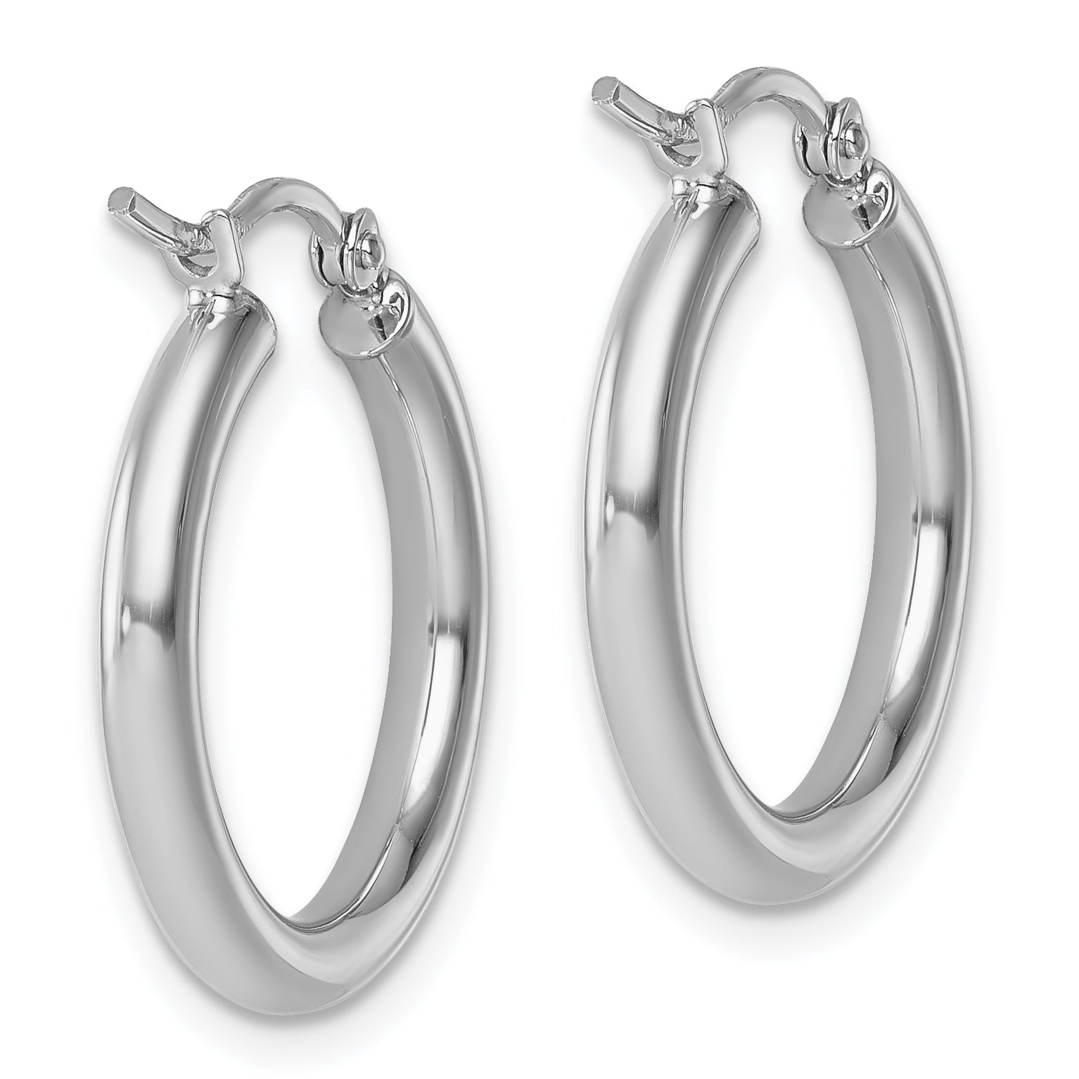 10k White Gold Polished 2.5mm Lightweight Tube Hoop Earrings