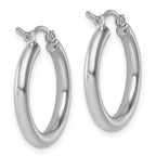 10k White Gold Polished 2.5mm Lightweight Tube Hoop Earrings