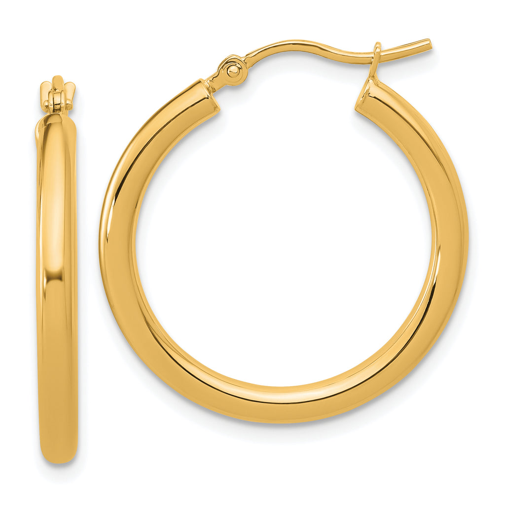 10k Polished 2.5mm Lightweight Tube Hoop Earrings