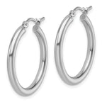 10k White Gold Polished 2.5mm Lightweight Tube Hoop Earrings