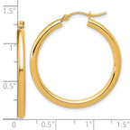 10k Polished 2.5mm Lightweight Tube Hoop Earrings