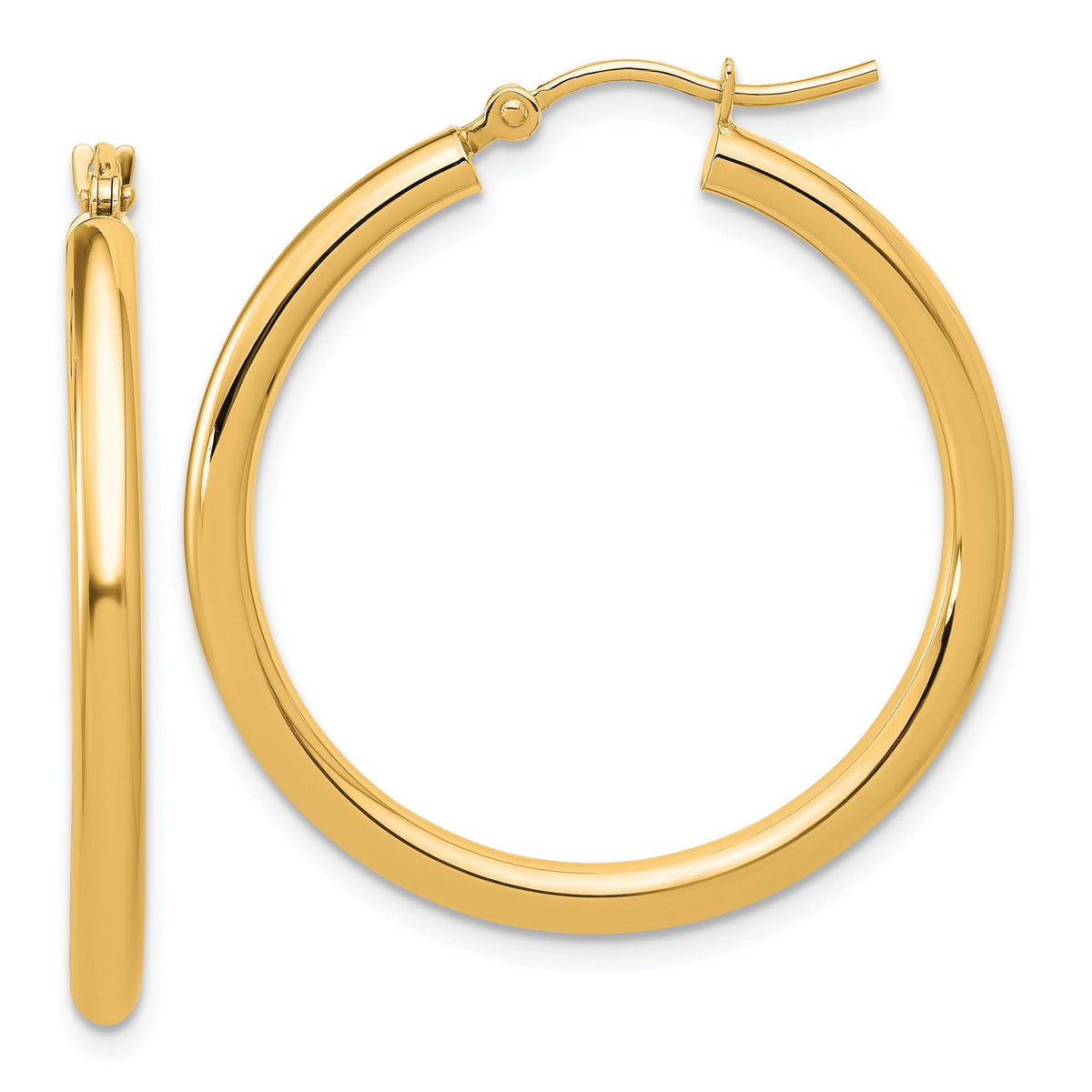 Polished Tube Hoop Earrings in 10K Yellow Gold, 30mm - Sophia Jewelers Main image