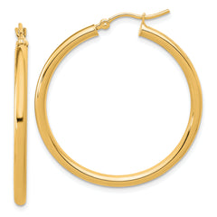 10k Polished 2.5mm Lightweight Tube Hoop Earrings